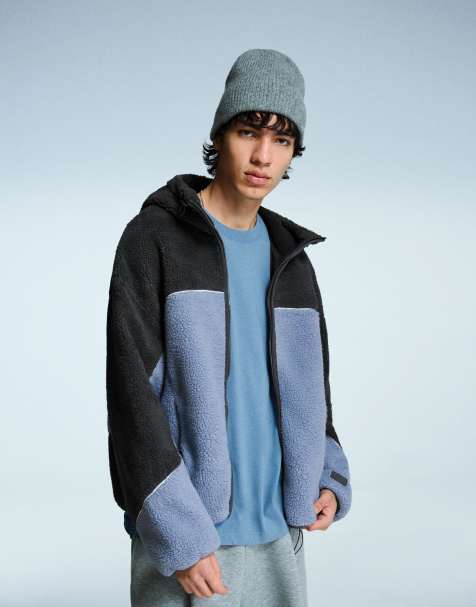 Bershka Faux shearling jacket in blue - view 1