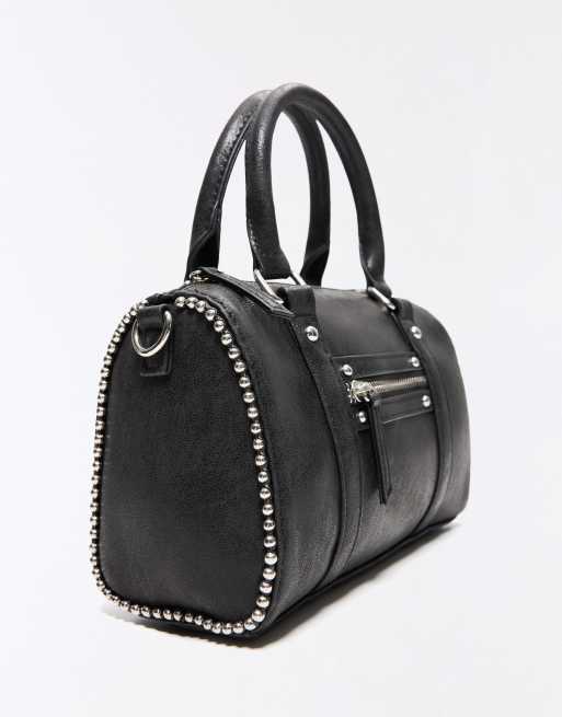 Bershka Faux suede bowling bag in black, 2 of 4