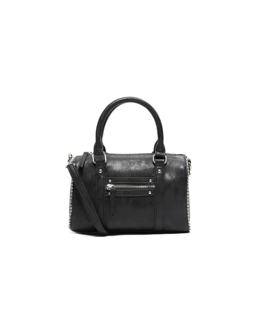 Bershka Faux suede bowling bag in black, 4 of 4