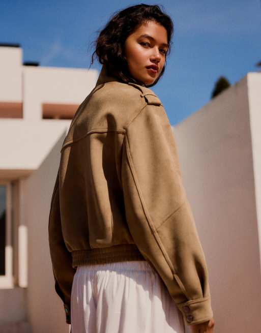 Bershka Faux suede jacket in beig, 4 of 4