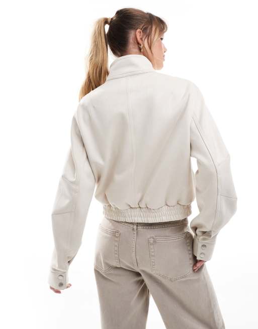 Bershka faux suede jacket in ecru, 4 of 4