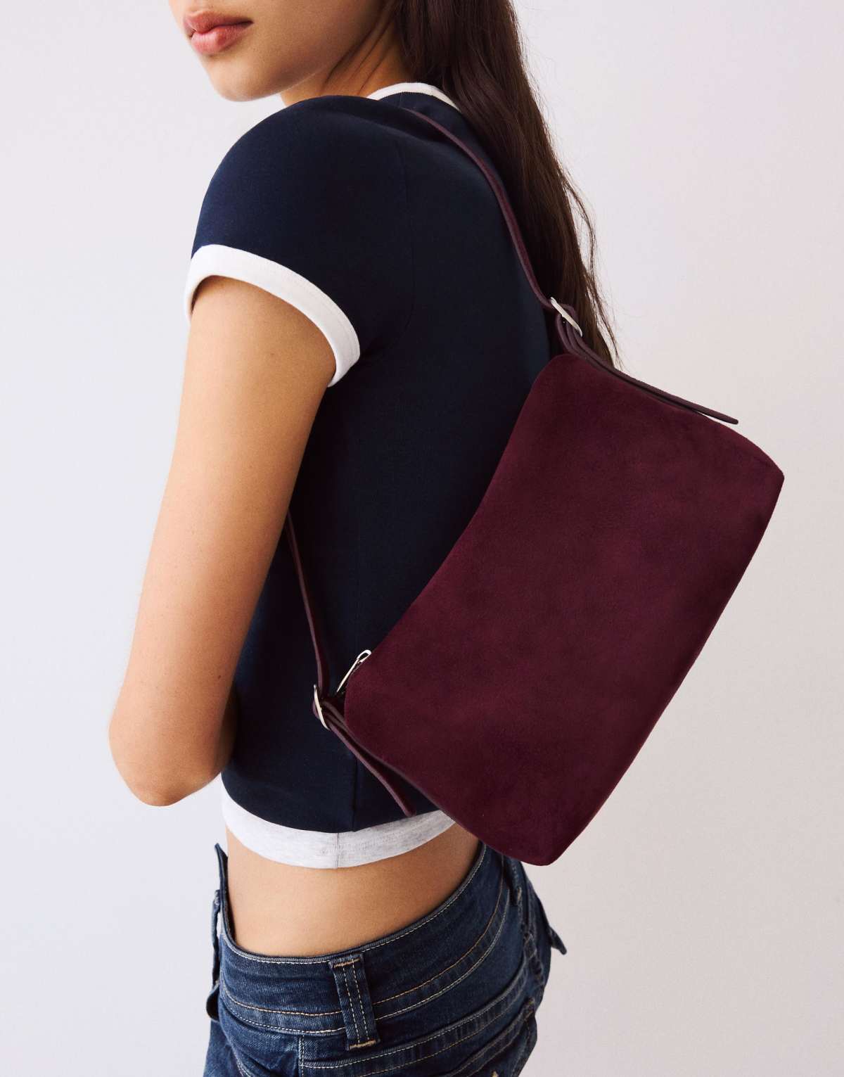 Bershka Faux suede mini bag in black