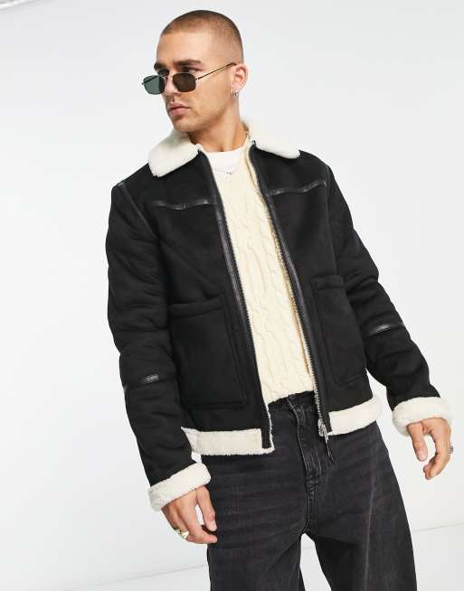 Faux suede shearling clearance jacket