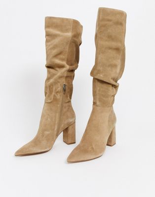 knee high suede slouch boots