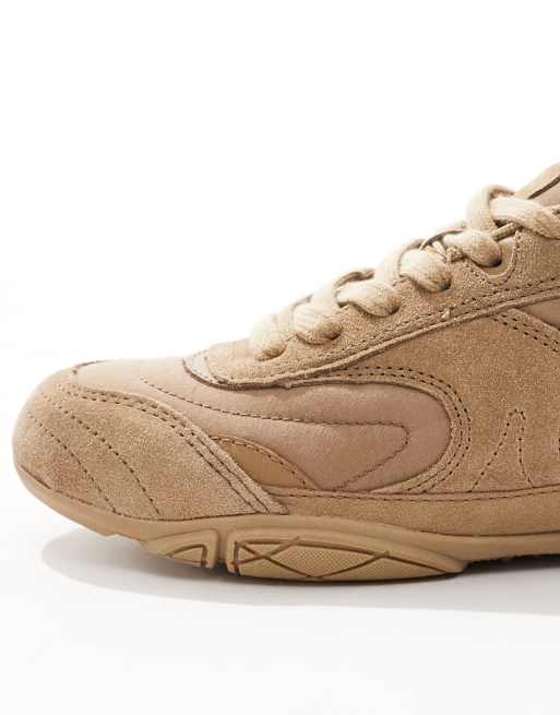 Bershka faux suede sneakers in sand