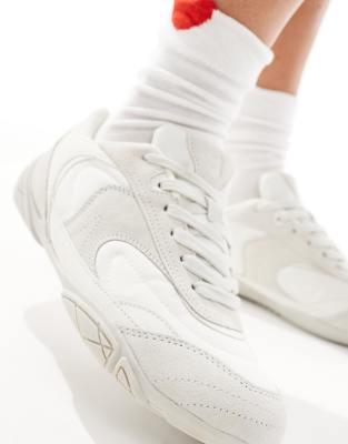 Bershka Faux Suede Sneakers In White