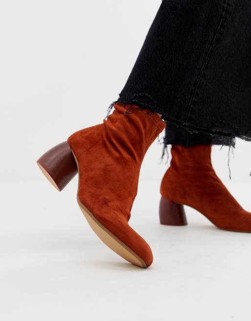 Bershka round heel hot sale boot