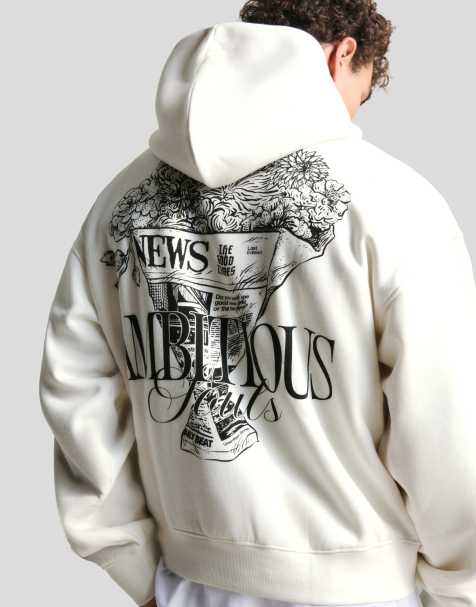 Bershka - Felpa bianca stampata con cappuccio - view 1
