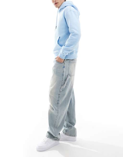 Bershka - Felpa con cappuccio basic  blu, 2 di 4