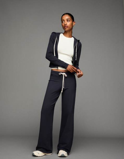 Bershka - Felpa con cappuccio blu navy con zip - view 1