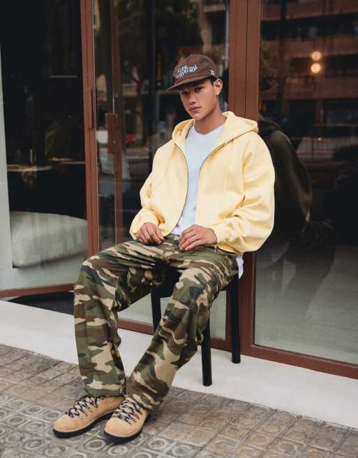Bershka felpa con cappuccio con zip gialla, 2 di 6