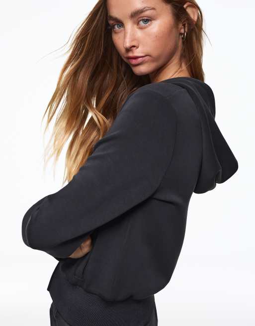 Bershka - Felpa con cappuccio e zip grigio slavato, 2 di 5