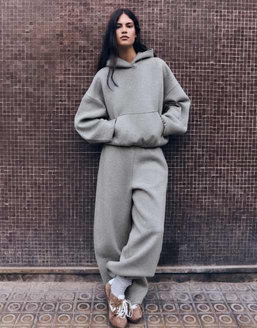 Bershka felpa con cappuccio in grigio chiaro, 4 di 5