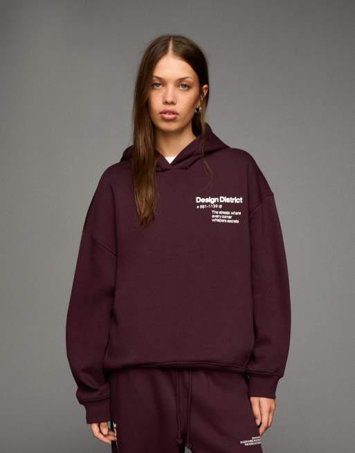 Bershka - Felpa con cappuccio nera con stampa