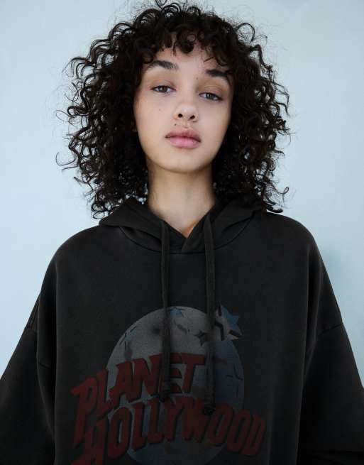 Bershka felpa con cappuccio slavata nera, 4 di 5