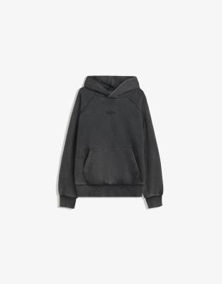 Bershka - Felpa con cappuccio squadrata bianca e nera