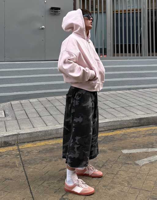 Bershka - Felpa con cappuccio squadrata rosa con zip, 2 di 7