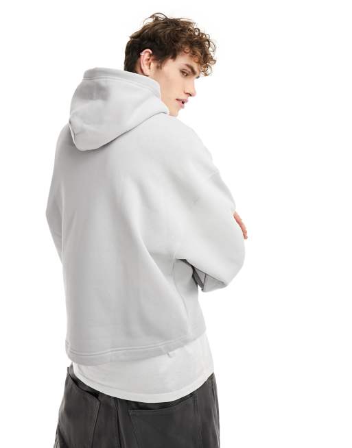 Bershka Felpa corta con cappuccio ecru ASOS