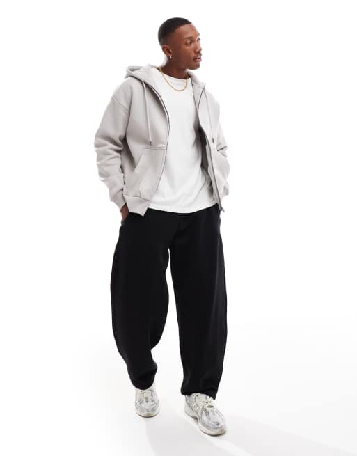 Bershka Felpa della tuta grigio slavato con cappuccio e chiusura