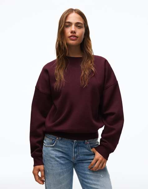 Bershka felpa girocollo bordeaux - view 1
