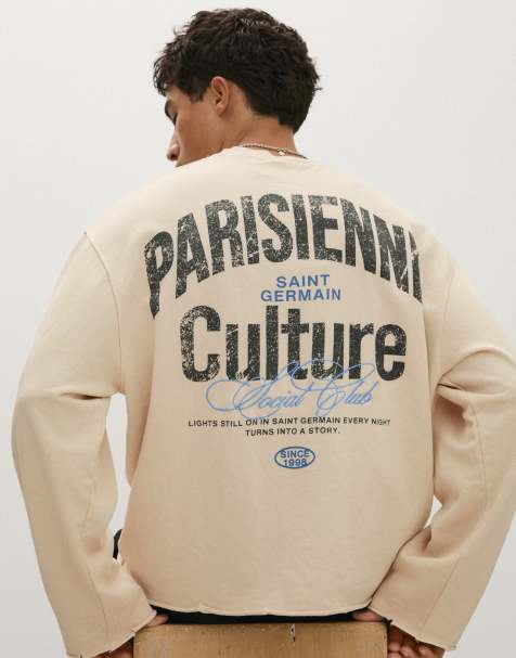 Bershka felpa girocollo stampata beige - view 1