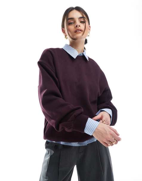Bershka - Felpa oversize bordeaux - view 1