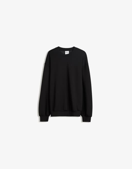 Bershka - Felpa oversize nera in misto modal, 4 di 4