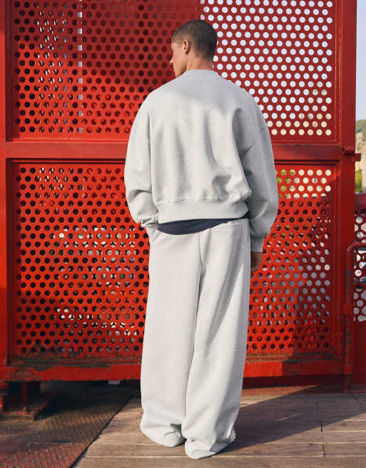 Bershka - Felpa squadrata girocollo grigio chiaro, 4 di 4