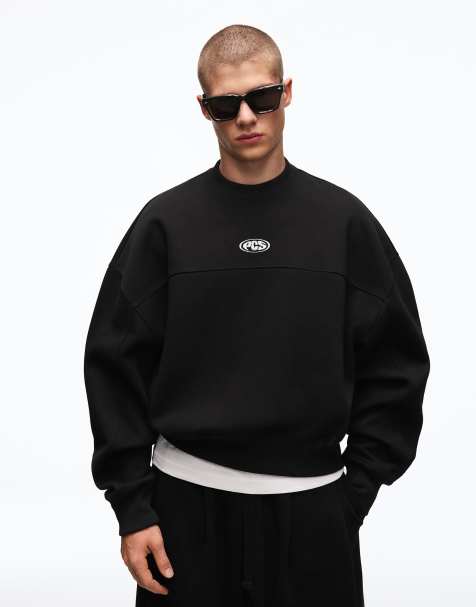Bershka felpa squadrata girocollo nera - view 1