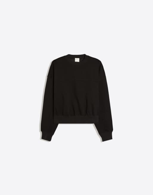 Bershka felpa squadrata girocollo nera, 5 di 6