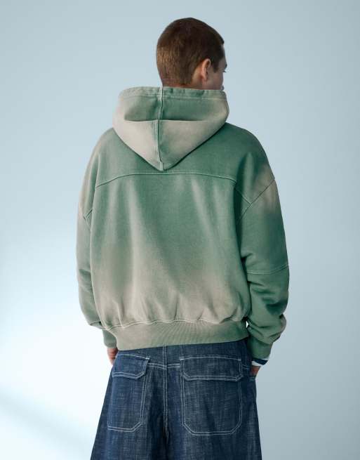Generisch Felpa Con Cappuccio DDR Uomo, Verde Taglia S, Con Tasca A Marsupio, Misto Cotone 280g/m², Design Retrò Con Trabi E Simson