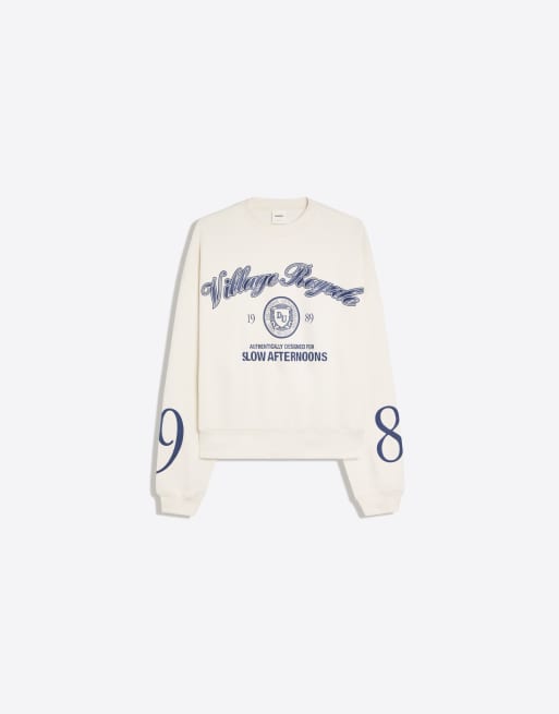 Bershka felpa stampata girocollo bianca, 5 di 5
