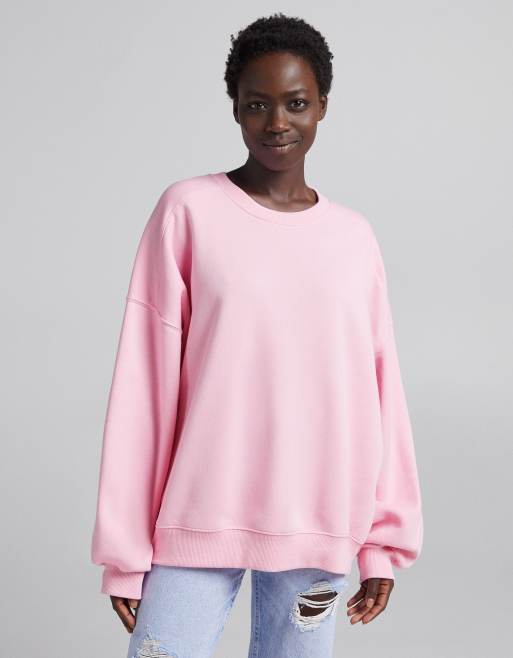 Bershka Felpa super oversize rosa