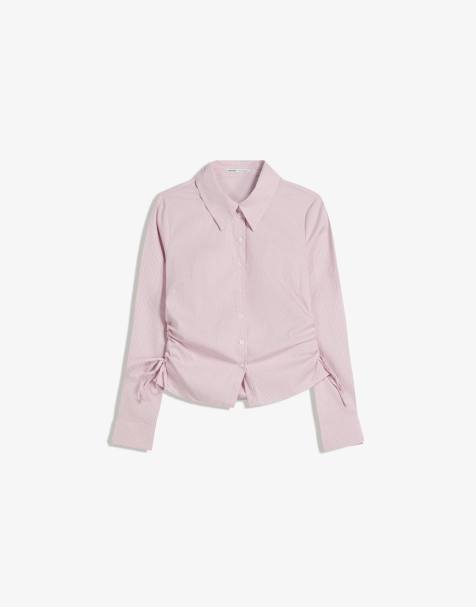 Bershka – Figurbetonte Bluse in Rosa mit geraffter Seite - view 1