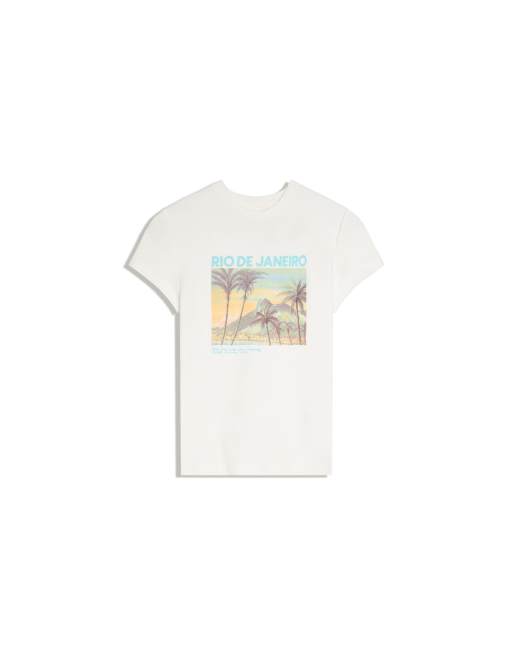 Bershka figursydd mönstrad t-shirt i vitt, 5 av 5