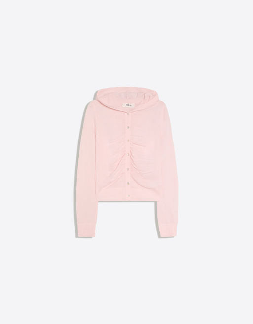 Bershka fin cardigan med hætte i pink, 6 af 6