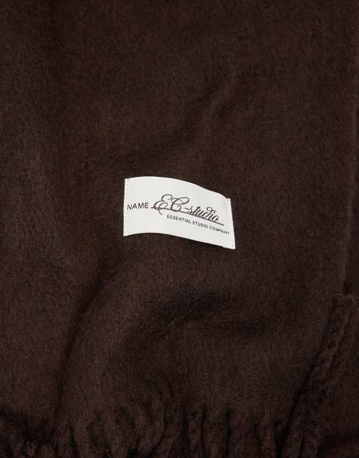 Bershka Fine fringed scarf in brown, 2 of 4