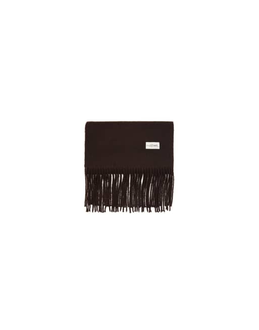 Bershka Fine fringed scarf in brown, 4 of 4