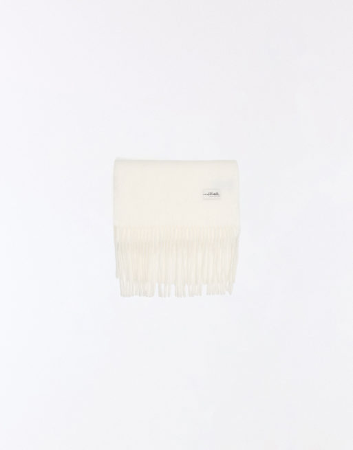 Bershka Fine fringed scarf in white, 3 of 4