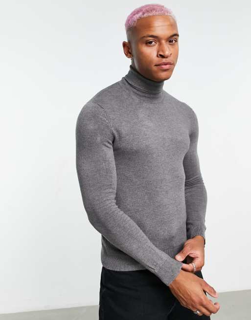 Mens fine knit roll neck outlet jumper