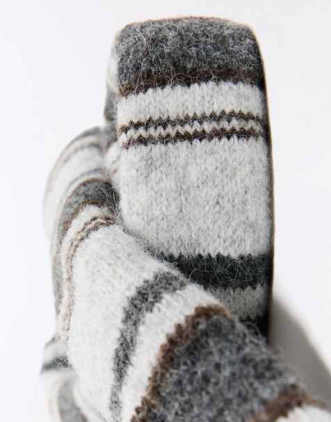 Bershka Fine stripe knit scarf in dark grey - view 1