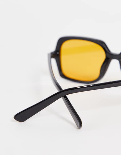 Bershka - Firkantede briller med sort stel og orange glas, 3 af 4