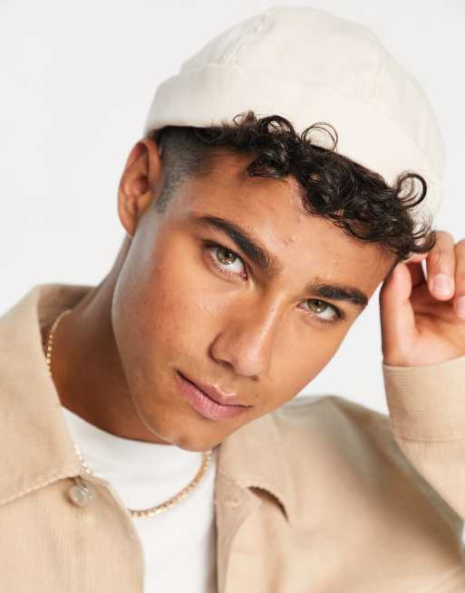 Bershka fisherman beanie in ecru 