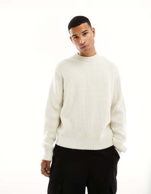 fisherman crew sweater in white