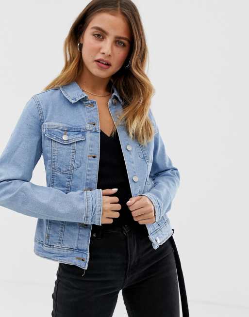 Blue fitted denim clearance jacket