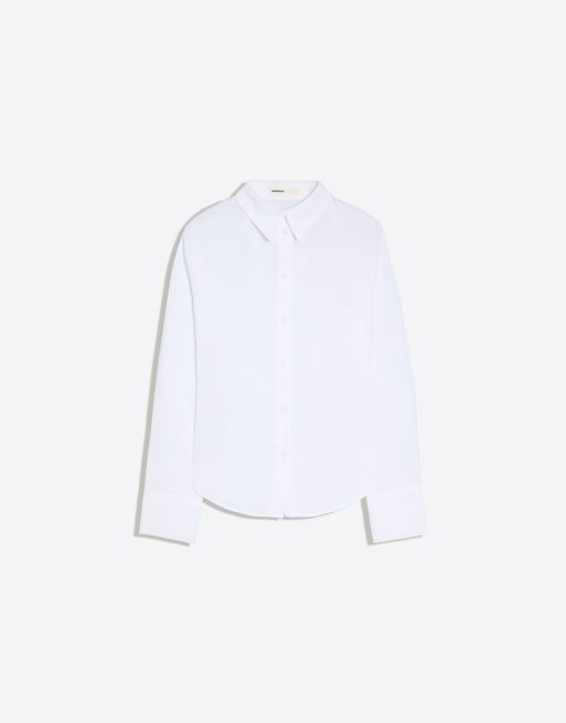 Bershka Fitted long-sleeved shirt in white, 5 of 5