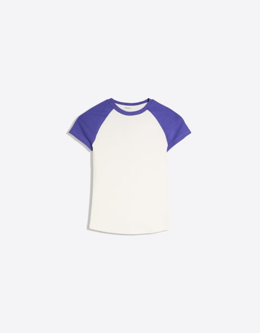 Bershka Fitted raglan t-shirt in purple, 5 of 5