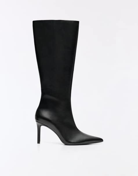 Bershka Fitted-shaft heeled boots in black - view 1