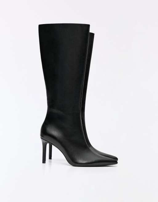 Bershka Fitted-shaft heeled boots in black, 2 of 7