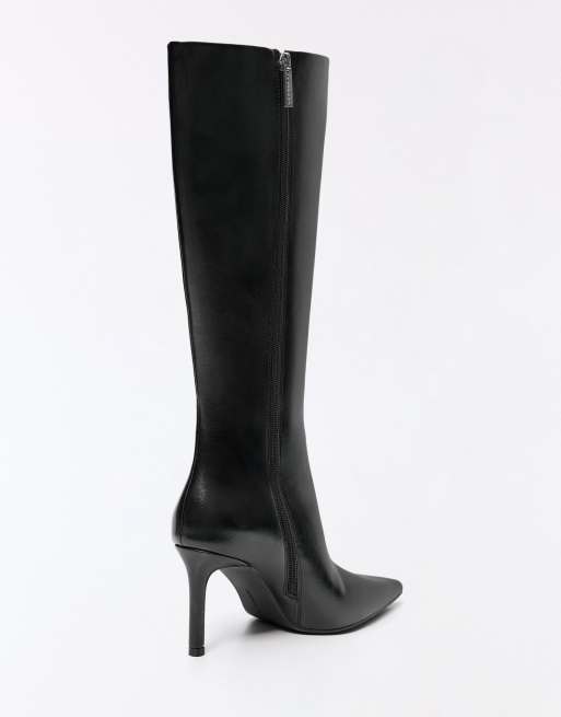 Bershka Fitted-shaft heeled boots in black, 3 of 7